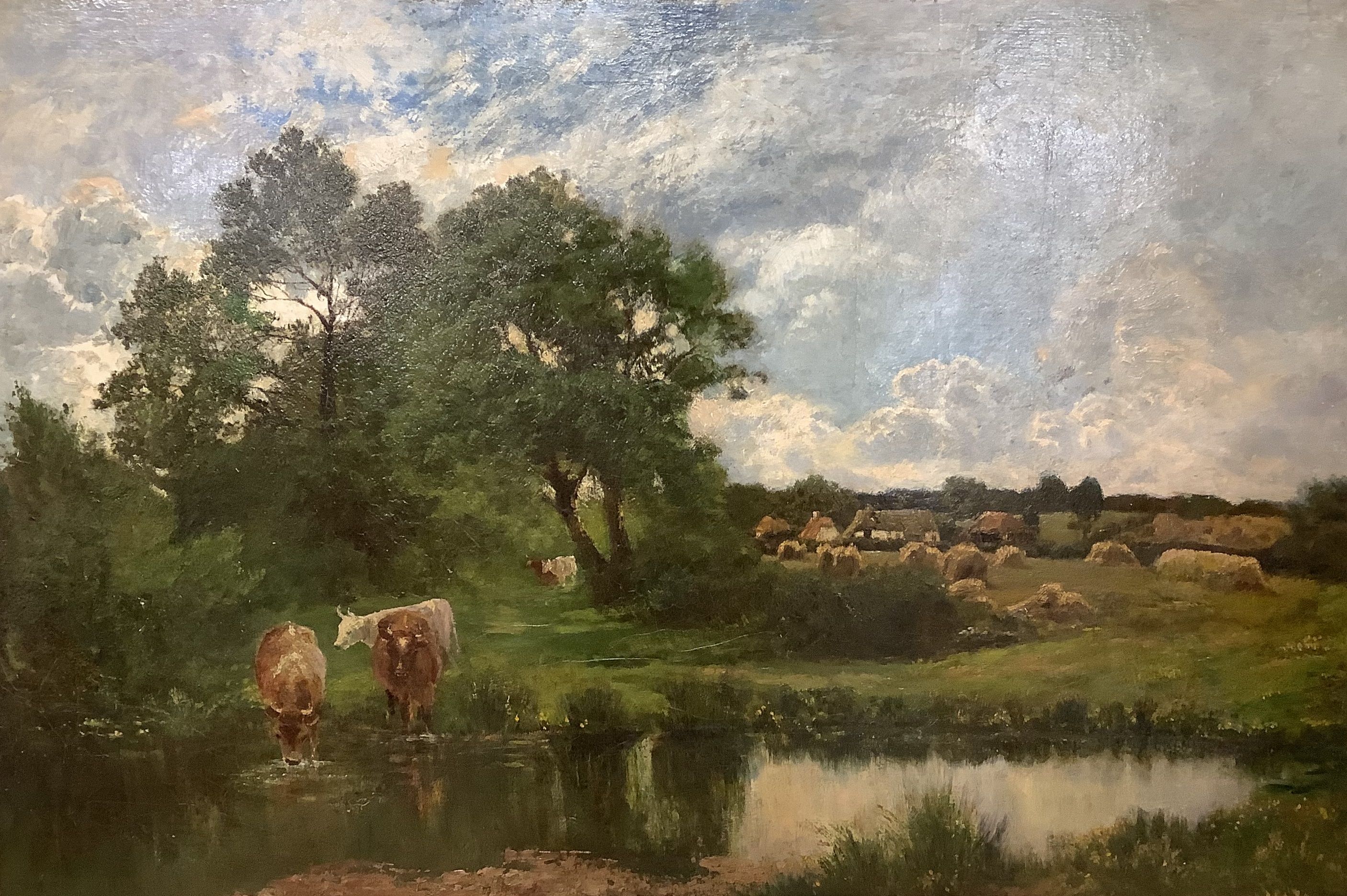 John Clayton Adams (1840-1906), oil on canvas, 'Norfolk Farm' 61x90cm